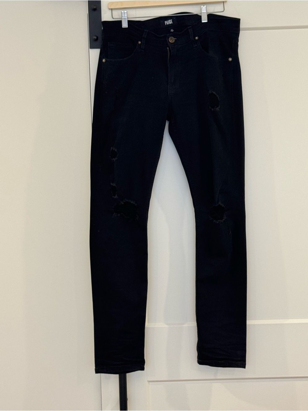 PAIGE Slim Black Distressed Men’s Croft Jeans